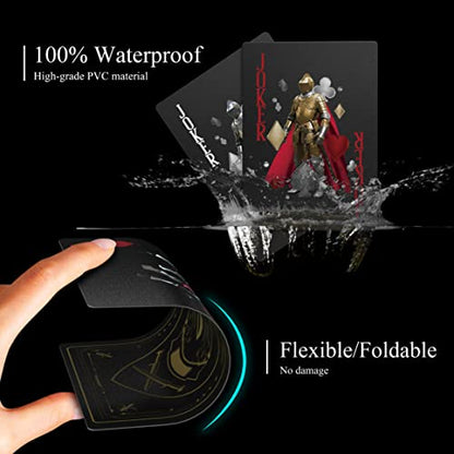 WJPC Waterproof Playing Cards，Plastic Playing Cards,Deck of Cards ，Game and Party Poker Cards (Knight Gold) - color: Knight Gold