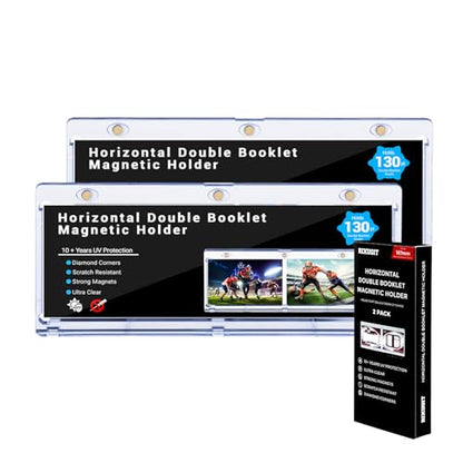 2 Pack Horizontal Booklet 130PT One Touch Magnetic Card Holders | 187mm horizontal design, inner size 7.32"x2.56"x0.15", acid-free and UV resistant for booklet trading card display - size: ‎2ct 187mm Booklet Holder