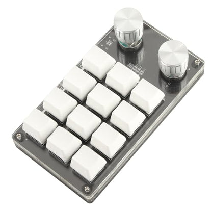Focket One Handed Programmable Mechanical Keyboard, 12 Key Programmable Macro Keyboard with Knob, USB Programmable Mini Keyboard Programmable Keyboard, Gaming Keypad, Plug and Play
