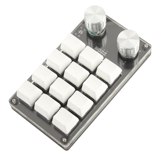 Focket One Handed Programmable Mechanical Keyboard, 12 Key Programmable Macro Keyboard with Knob, USB Programmable Mini Keyboard Programmable Keyboard, Gaming Keypad, Plug and Play