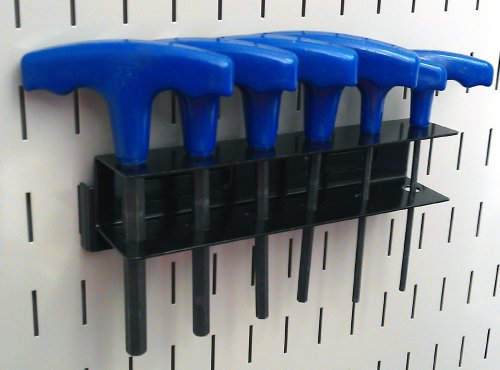 Wall Control Screwdriver Holder Bracket Slotted Metal Pegboard Accessory Slotted Tool Board - Black - color: Black, size: 8in x 2in x 2in