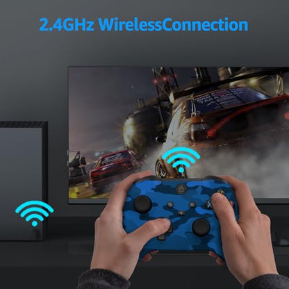 Kamylorus Wireless Controller for X-BOX Series X|S, X-BOX One & Windows 10/11, 2.4G Plug and Play Gaming Gamepad with 3.5mm Audio Jack, Supports Dual Vibration, Turbo