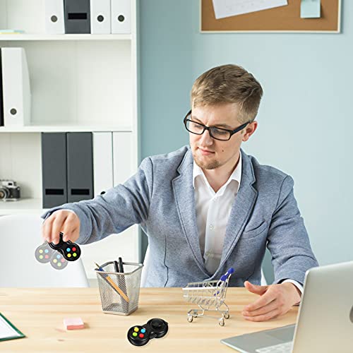 Skylety 2 Pcs Fidget Toys for Adults Controller Fidget Pad Stress Relief Cube Clicker Game Controller Sensory Educational Toy for ADHD Autism Relief Stress Anxiety(Black Style) - style: Black Style