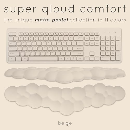Cloud Keyboard Wrist Rest – Create-ables Qloud Cloud Wrist Rest for Computer Keyboard and Mouse, Ergonomic Memory Foam Wrist Pad with Non-Slip Base, Includes Cloud Mouse Pad – Beige - color: 04 Nude Beige