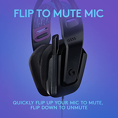 Logitech G335 Wired Gaming Headset (with Flip to Mute Microphone) - Black | Flip to mute microphone, 3.5mm audio jack, memory foam earpads, compatible with PC, PlayStation, Xbox, Nintendo Switch - color: Black, style: Wired