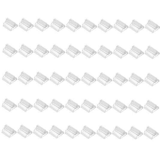 50 Pcs Clear Card Stands, Triangular Display Holders for Game Cards, Photos, Menus, Table Number Signs - Transparent Acrylic Card Holders for Board Games & Decor