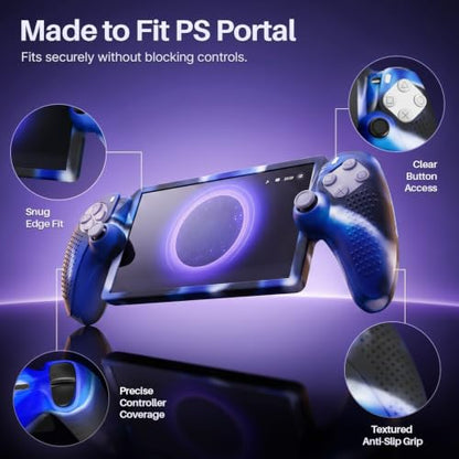 TNP Camouflage Blue Silicone Case Cover Compatible with PlayStation Portal | Protective soft-grip shell for steadier handheld play; 1 flexible cover only, console and thumb grips not included - color: Camouflage Blue