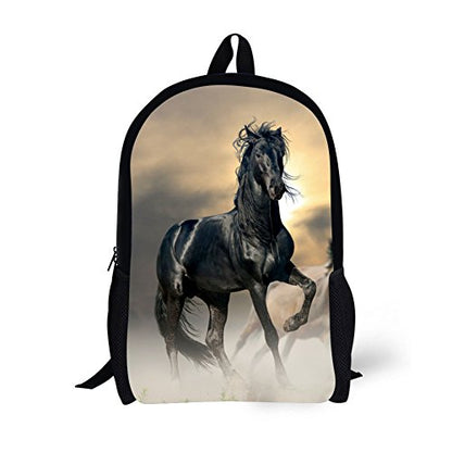 Boy Bookbag School Backpack 17 Inch Student Bag Horse Back Pack for Age 6-16 Kids Girls - color: Horse Backpack