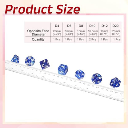 uxcell Polyhedral Dice Set, 7 Pcs Acrylic Dice for Role Playing Table Games Tabletop Gaming Accessories, Pearl Pattern Blue - color: Pearl Pattern Blue