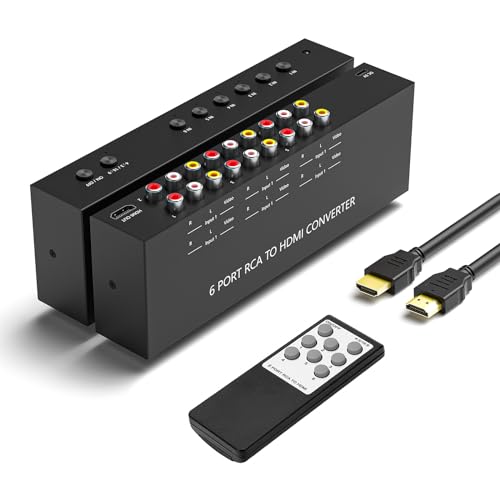 6 Port RCA to HDMI, 1080P/720P 6 Way AV to HDMI Converter Composite CVBS AV Switch to HDMI Converter Adapter Support 4:3/16:9 Switching, for Sega Xbox PS2 PS3 N64 NGC SNES WII VHS VCR Camera - color: 6AV to HDMI Converter