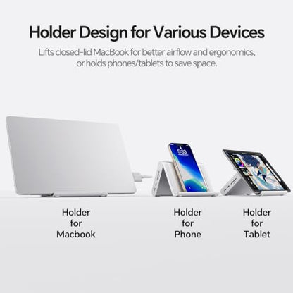 11-in-2 USB C Docking Station Dual Monitor 4K@60Hz for for M5/M4/M3 Pro/Max | PULWTOP MacBook Docking Station with 2 HDMI, Vertical Stand Dock, PD, Ethernet, SD/TF, 10Gbps USB A/C, USB 2.0, Audio- Silver - color: Silver