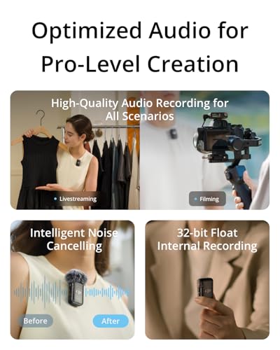 DJI Mic 2 (2 TX + 1 RX + Charging Case), All-in-one Wireless Microphone, Intelligent Noise Cancelling, 32-bit Float Internal Recording, 250m (820 ft.) Range, Microphone for iPhone, Android, Camera | Includes 2 Transmitters Plus 1 Receiver Plus Charging Ca