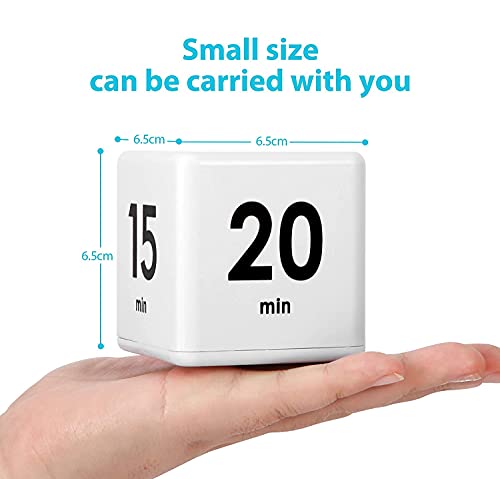 JOYIT Cube Timer 15 20 30 60 Minutes - Flip Countdown Visual Timer for Time Management, Kitchen, Workout, Study, Classroom, Office, Games - color: White 15-20-30-60