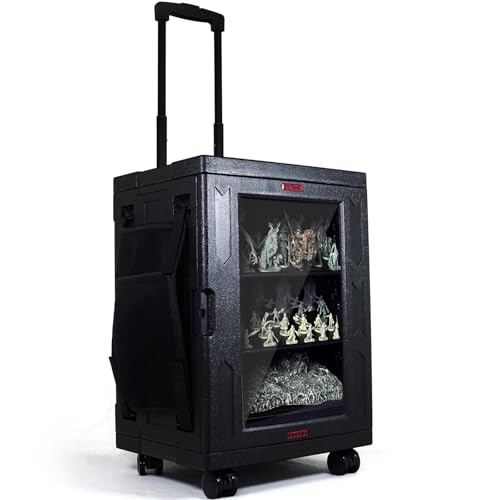 oTTRPGo Large Magnetic Miniature Carrying Case with Wheels for Warhammer | Trolley handle transport box, fits 3000+ pts Warhammer 40k & Age of Sigmar, tabletop RPG DND miniatures storage case