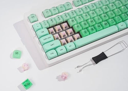 ZORNHER ZH980 Foundation Mechanical Keyboard,95% Green Creamy Keyboard with Number Pad,Girly Gaming Keyboard Full Size,Cute Jelly MOA Round Translucent Clear Keycaps,Creamy Sounding Linear Switches - color: Green Foundation, size: Creamy Switch