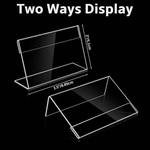 30 PCS Small Acrylic Sign Holder 3.5" x 2", Mini Acrylic Food Sign Labels for Party Buffet, Retail Price Display Holder, Clear Plastic Table Counter Top Stand for Place Cards, Name Card, Wedding Signs - size: 30PCS 3.5" X 2"(9X5)