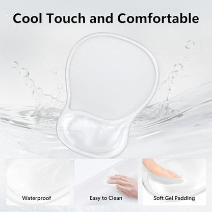 AKIT Ergonomic Mouse Pad and Keyboard Wrist Rest, Gel Wrist Rest for Computer Keyboard, Non-Slip Base, Pain Relief, Mousepad Set for Gaming, Home and Office, Clear - color: Clear