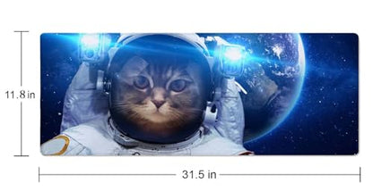 Astronaut Cat Nebula Galaxy Outer Space Gaming Mouse Pad XL Extended Large Desk Mat Big Mousepad Non-Slip Rubber Base Stitched Edge Long Desk Pad for Desktop PC Computer Gamer,31.5×11.8 Inch - color: Astronaut Cat Nebula Galaxy Outer Space