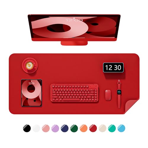 Desk Pad, 23.6" x 13.8" PU Leather Non-Slip Desk Mat Large Mouse Pad for Desktop, Waterproof Laptop Computer Writing Mat for Office, Home, Work, Gaming, Bright Red - color: Bright Red, size: 23.6" x 13.8"