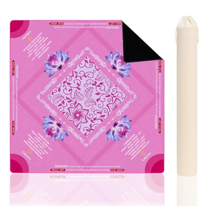 33" x 33" Blush Zen Lotus Mahjong Mat - Non-Slip Neoprene Pad, Noise Reducing, Easy Clean, Portable for Home, Travel & Airbnb - color: Blush Zen Lotus