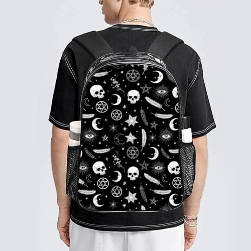 Clear Transparent Beach Backpack Waterproof Sand Water Resistant | Heavy Duty, Goth Raven Crow Skull Moon Star Gothic Witch Spirit Board, See Through Daypack - color: Pattern (834)
