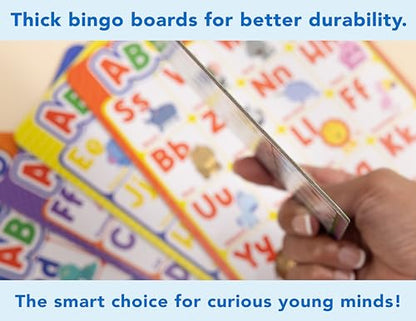 Party Hearty ABC & 123 Bingo Game for Kindergarten & Preschool - Foods | Food Edition, Alphabet and Number, Preschool Kids Learn to Read, Ages 4 and Up - color: Food Edition
