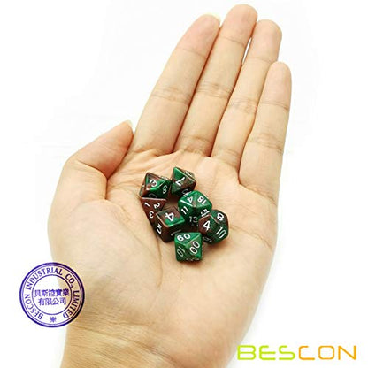 Bescon Mini Two Tone Polyhedral RPG Dice Set Camouflage, 10MM Small Dice Set D4-D20 - color: Camouflage