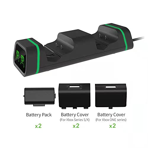 Controller Charging Station for Xbox One, Controller Charger with 2 x 800mAh Rechargeable Battery Packs Compatible for Xbox One/One X/One S/Elite Wireless Controllers…