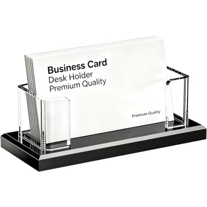 Acrylic Business Card Holder, Black, Clear Horizontal 1 Slot Desktop Organizer, 60 Card Capacity, Display Stand for Desk (M) - size: M
