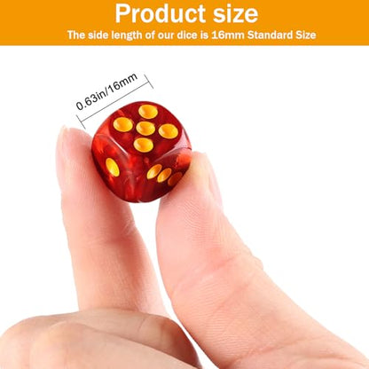 24 of Pack 16MM 6 Sided Dice Set,Pearl Pattern D6 Game Dice Set, 6 Sided Standard Dices for Yahtzee, Bunco or Teaching Math,with Portable Dice Pouch(Red Pearl) - color: 16mm Red Pearl