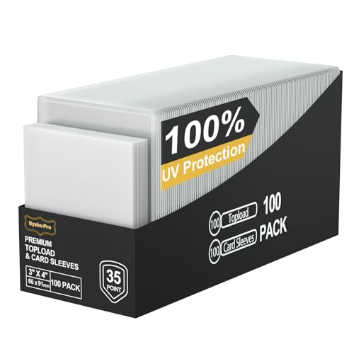 200 Card Sleeves Top Loaders, 3" x 4" Clear Full UV-Resistant Trading Card Protectors for Baseball, Hard Plastic Holder for MTG TCG Collectible Sports Game Cards (100 Toploaders + 100 Soft Sleeves) - size: 100 Toploaders + 100 Penny Sleeves