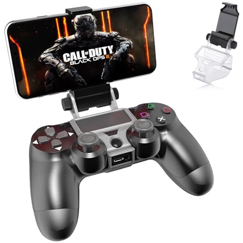 Newcos Game Controller Holder, Joso Angle View Adjustable Android Smart Phone Mount Bracket Storage Holder for Sony PS4 Dualshock 4 Controller Gamepad with OTG Data Cable