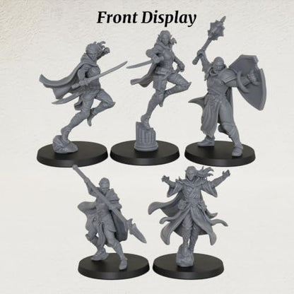 Unpainted 28mm DND Miniatures Tabletop RPG Game - Fantasy Adventurer AS1019 | 5pc Set Human Miniatures Tabletop Gaming, TTRPG Role Playing DND Minis RPG Accessory