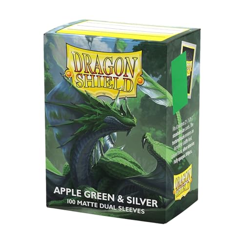 Dragon Shield | Matte Dual Standard Size Card Sleeves | 100ct - Smooth & Tough Premium TCG Sleeves - Compatible with Pokemon, One Piece, and Magic: The Gathering | Apple Green & Silver - color: Apple Green & Silver