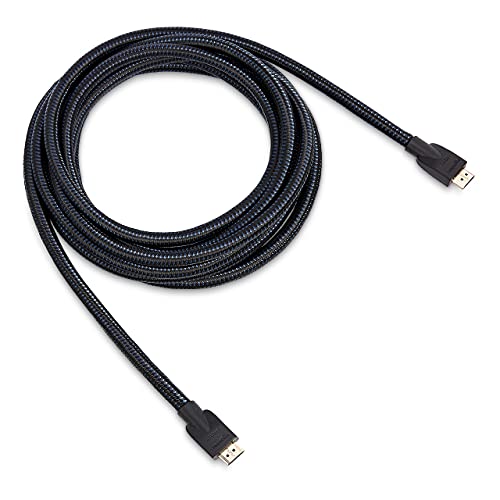 Amazon Basics Nylon-Braided HDMI 2.0 Cable, 15ft, 4K@60Hz, 18Gbps, 2160p, 48 bit, Compatible with TV/PS5/Xbox/Roku/Blu-ray, Ethernet, Black & Blue - color: Black, size: 15 Feet (Pack of 1)