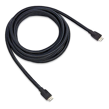 Amazon Basics Nylon-Braided HDMI 2.0 Cable, 15ft, 4K@60Hz, 18Gbps, 2160p, 48 bit, Compatible with TV/PS5/Xbox/Roku/Blu-ray, Ethernet, Black & Blue - color: Black, size: 15 Feet (Pack of 1)