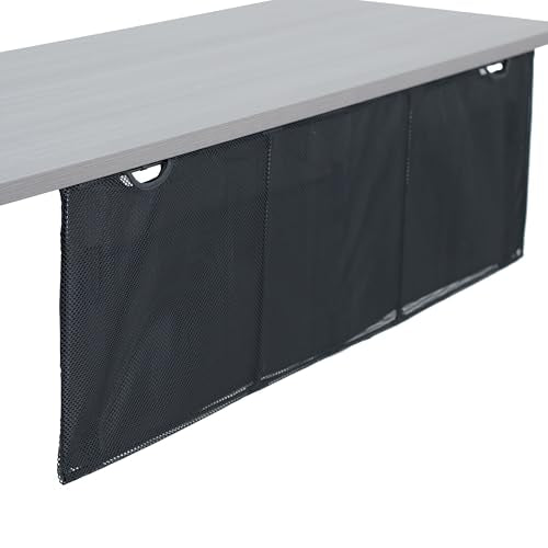 VIVO Black 48 inch Under Desk Privacy and Cable Management Organizer Sleeve, Wire Hider Kit Panel System, DESK-SKIRT-48 - size: 48" Panel