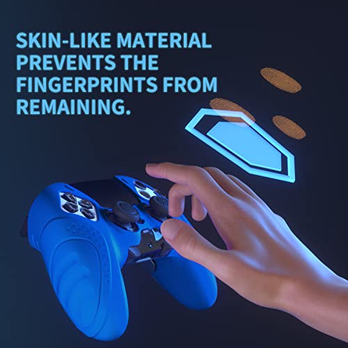 PlayVital Guardian Edition Anti-Slip Ergonomic Silicone Cover Case for ps5 Edge Controller, Soft Rubber Protector Skin for ps5 Edge Wireless Controller with Thumb Grip Caps - Blue - color: Blue