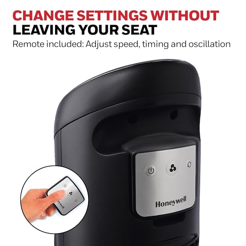 Honeywell QuietSet Whole Room Tower Fan, Oscillating Tower Fan with Remote, Black, HYF290B - color: Black