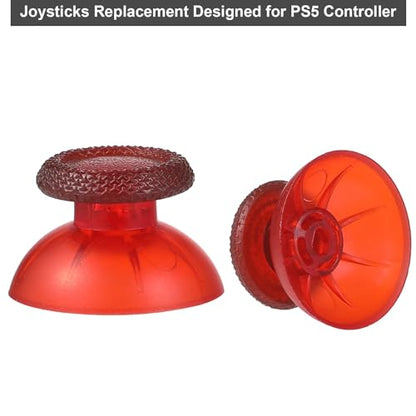 8 Pack Clear Red Replacement Thumbsticks for DualSense PS5 Controller, Custom Analog Thumb Stick Joystick Grip Replacement for PlayStation 5 Controller - size: Clear Red