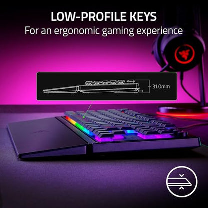 Razer Ornata V3 TKL Gaming Keyboard, Low-Profile Keys, Black | Mecha-Membrane Switches, UV-Coated Keycaps, Backlit Media Keys, 8-Zone RGB Lighting, Spill-Resistant, Magnetic Wrist Rest - color: Classic Black, size: V3 TKL