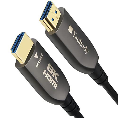 8K HDMI Fiber Optic Cable 50ft, Ultra High Speed 48Gbps HDMI 2.1 Over Fiber, Supports 10K, 8K@60Hz, 4K@144Hz/120Hz/60Hz, HDCP 2.2 & 2.3, 4:4:4, eARC, Dynamic HDR 10, 3D (50ft) - size: 50 feet (Fiber HDMI)