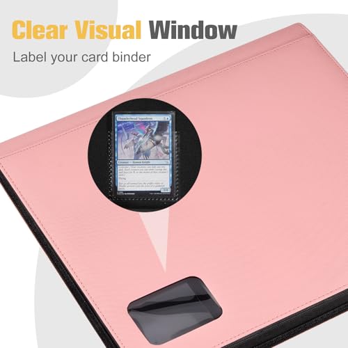 ProCase Top Loader Binder, 9 Pocket Holds 324 Toploaders, Pink | Non-PVC Pockets Waterproof PU Leather Binder for Trading Cards or Sports Cards, Compatible with TCG, MTG in 3"x4" Toploader - color: 6-Pink