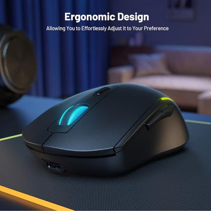 Snpurdiri 60% Wireless Gaming Keyboard and Mouse Combo,LED Backlit Rechargeable 2000mAh Battery,Small Membrane But Mechanical Feel Keyboard + Popular RGB Mice for Gaming,Business Office - color: Black Combo