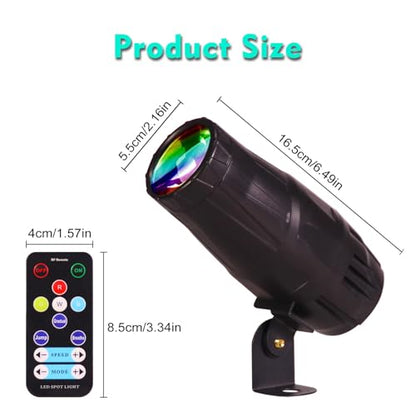 LED Pinspot Light,Stage Spotlight Mini 15W RGBW Disco Ball Spot Lights 4 in 1 Stage Lighting Mirror Ball Light with Remote Control for DJ Disco Party Bar Club Wedding (2, Black)