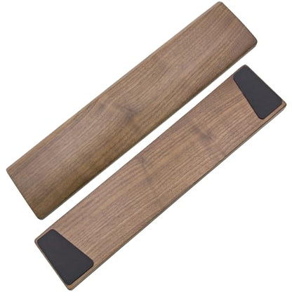 Walnut Wooden Wrist Rest for Full Size Keyboard, Ergonomic Solid Wood Hand Rest with Non-Slip Base, Stain Resistant Palm Support for Typing & Gaming (17.3" L) - size: Full size keyboard