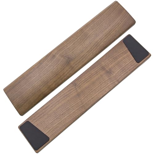 Walnut Wooden Wrist Rest for Full Size Keyboard, Ergonomic Solid Wood Hand Rest with Non-Slip Base, Stain Resistant Palm Support for Typing & Gaming (17.3" L) - size: Full size keyboard