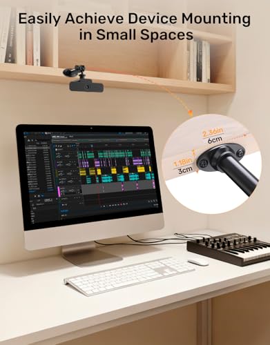 Microphone Wall Mount Bracket with Swivel Mini Ball Head, Mic Wall Mount Flange Base, 5/8" to 3/8" & 1/4" Mic Stand Adapter, Extension Tube Kit - Compatible with Camera, Microphones, Lights, Webcam