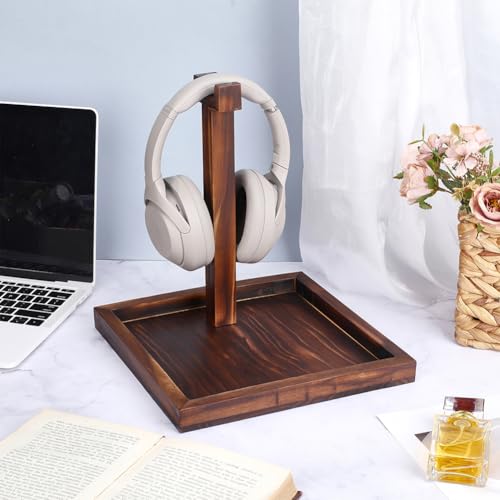PH PandaHall Wood Headphone Holder, 10.6 inch High Headset Stand for Desk Game Controller Stand Headphone Organizer Rack for Desk Computer Cubicle Game Hardware Gifts Gaming Setup Video Gaming Room