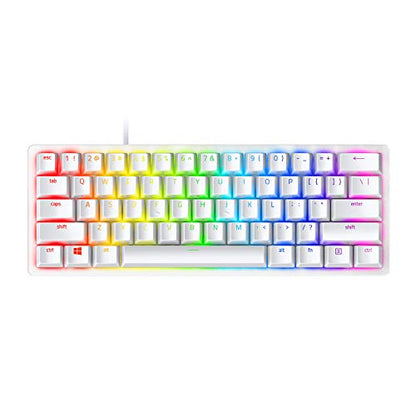 Razer Huntsman Mini 60% Gaming Keyboard: Linear Optical Switches - Aluminum Top Frame - Chroma RGB Lighting - PBT Keycaps - Onboard Memory - Snap Tap - White - color: Mercury White